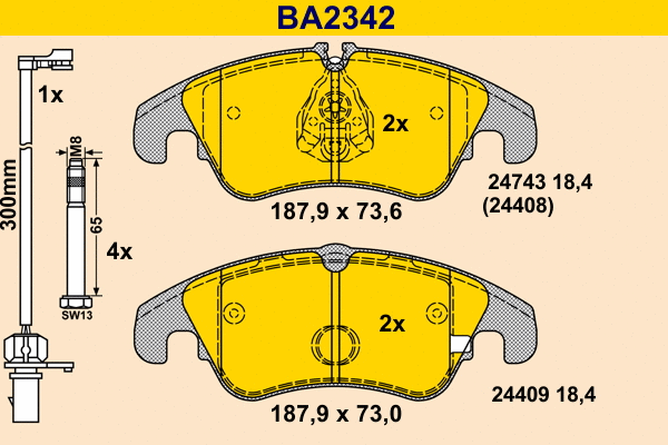 Brake Pad Set, disc brake (BA2342)
