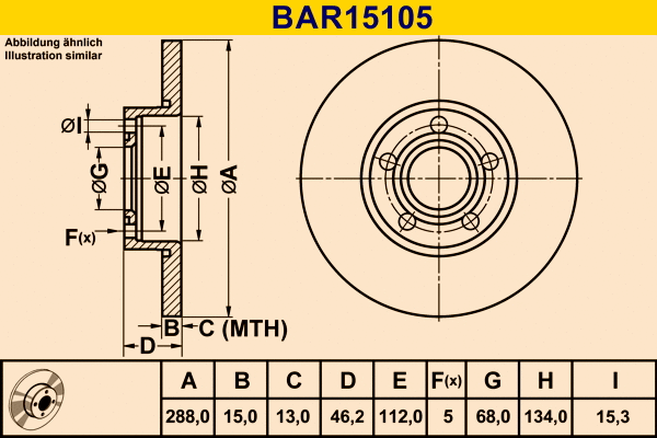 Brake Disc (BAR15105)