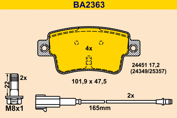Brake Pad Set, disc brake (BA2363)