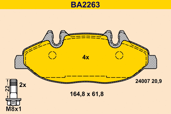 Brake Pad Set, disc brake (BA2263)