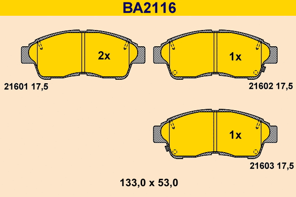 Brake Pad Set, disc brake (BA2116)