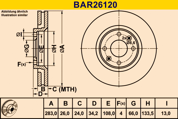 Brake Disc (BAR26120)
