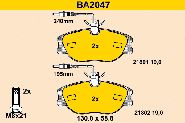 Brake Pad Set, disc brake (BA2047)