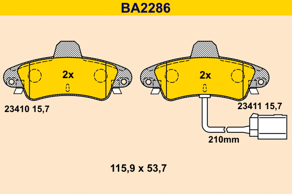 Brake Pad Set, disc brake (BA2286)