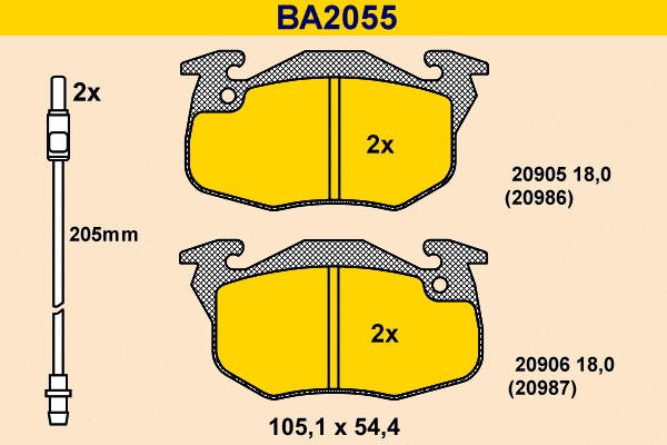 Brake Pad Set, disc brake (BA2055)