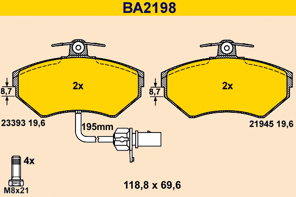 Brake Pad Set, disc brake (BA2198)