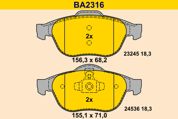 Brake Pad Set, disc brake (BA2316)
