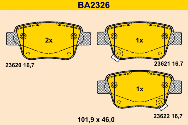 Brake Pad Set, disc brake (BA2326)