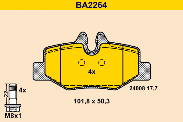 Brake Pad Set, disc brake (BA2264)