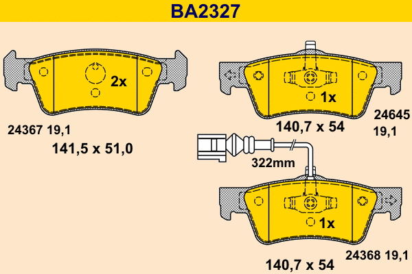 Brake Pad Set, disc brake (BA2327)
