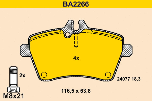 Brake Pad Set, disc brake (BA2266)