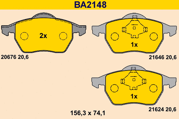 Brake Pad Set, disc brake (BA2148)
