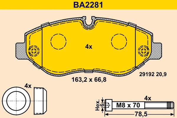 Brake Pad Set, disc brake (BA2281)