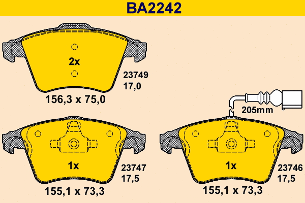 Brake Pad Set, disc brake (BA2242)
