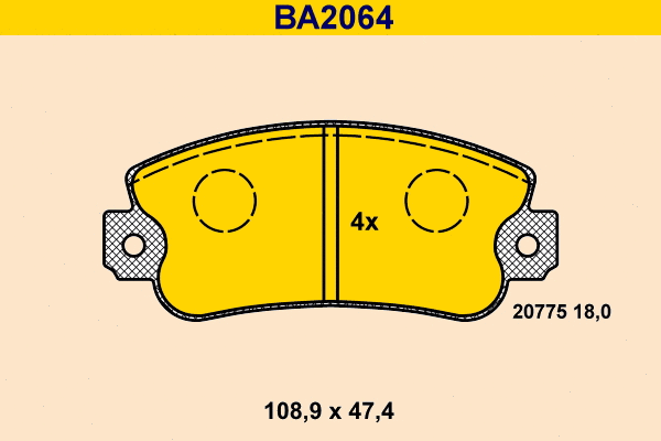 Brake Pad Set, disc brake (BA2064)
