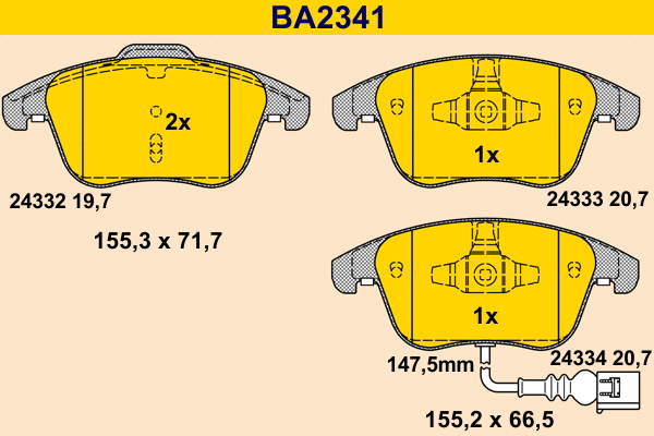 Brake Pad Set, disc brake (BA2341)