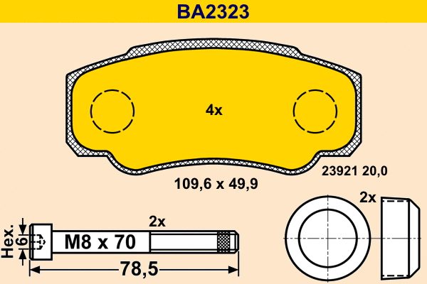 Brake Pad Set, disc brake (BA2323)