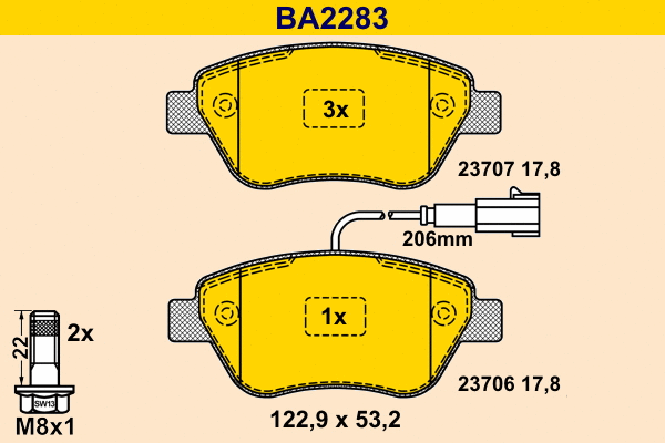 Brake Pad Set, disc brake (BA2283)