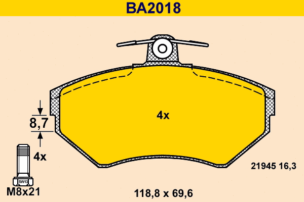 Brake Pad Set, disc brake (BA2018)