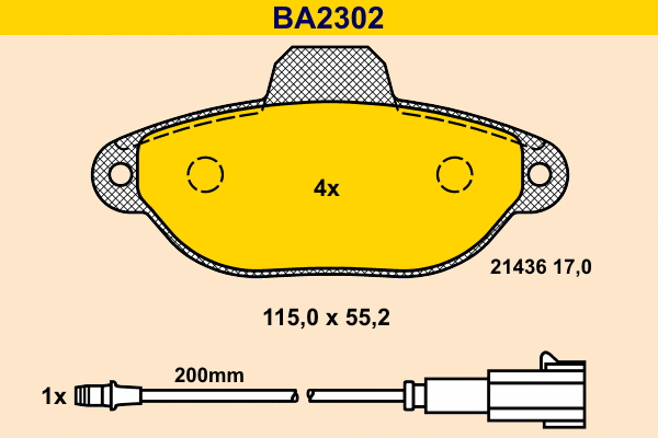 Brake Pad Set, disc brake (BA2302)