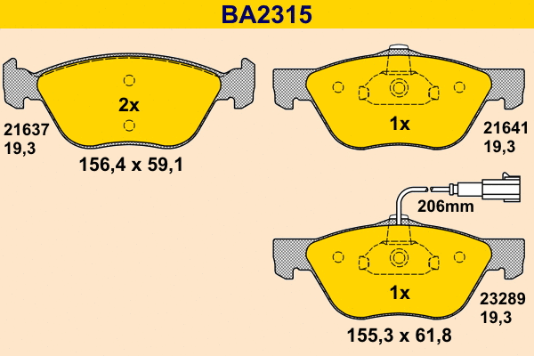 Brake Pad Set, disc brake (BA2315)