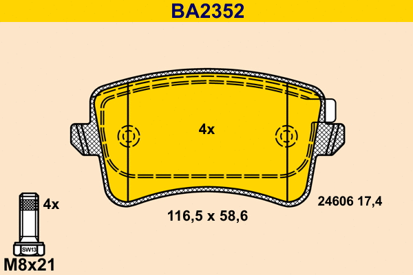 Brake Pad Set, disc brake (BA2352)