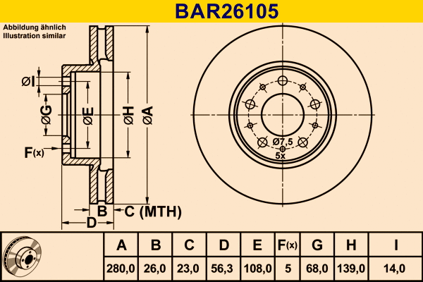 Brake Disc (BAR26105)