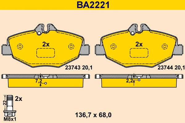 Brake Pad Set, disc brake (BA2221)