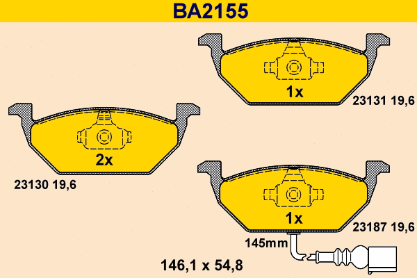 Brake Pad Set, disc brake (BA2155)