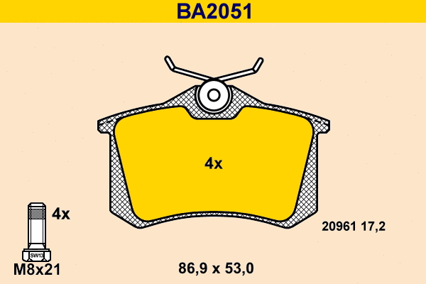 Brake Pad Set, disc brake (BA2051)