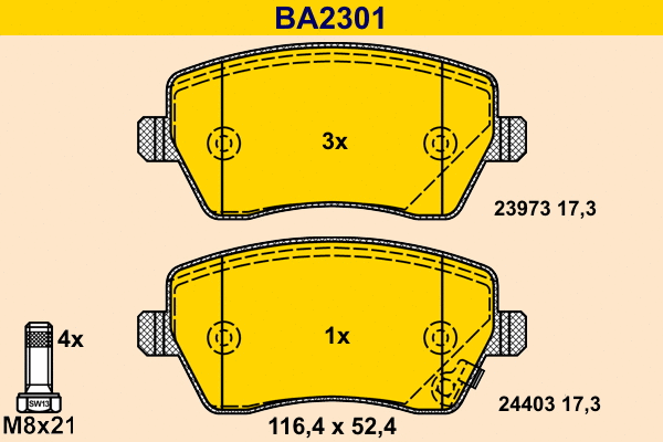 Brake Pad Set, disc brake (BA2301)