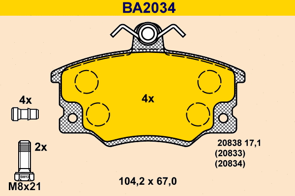 Brake Pad Set, disc brake (BA2034)