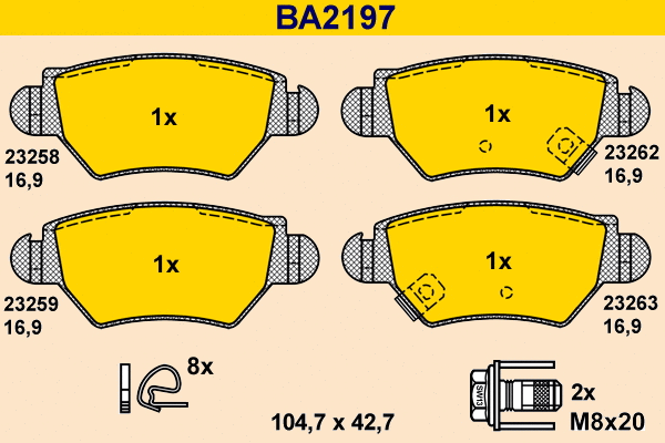 Brake Pad Set, disc brake (BA2197)