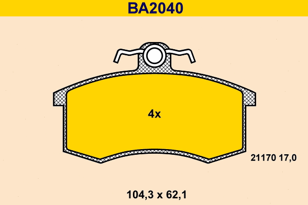 Brake Pad Set, disc brake (BA2040)