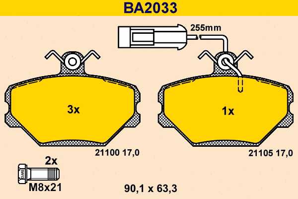 Brake Pad Set, disc brake (BA2033)