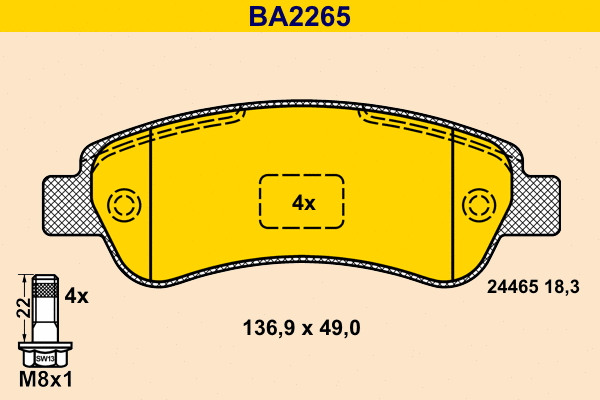 Brake Pad Set, disc brake (BA2265)