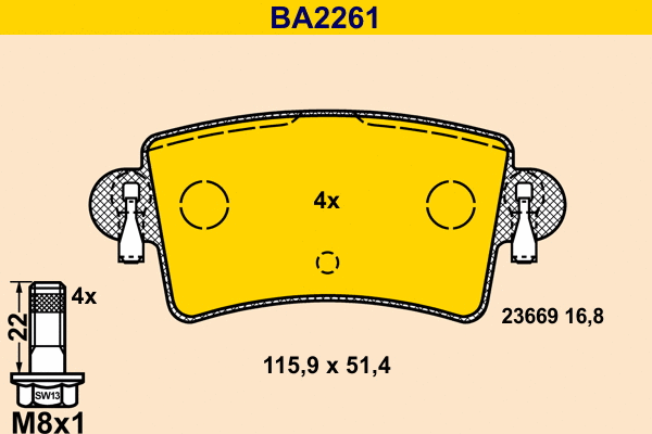 Brake Pad Set, disc brake (BA2261)