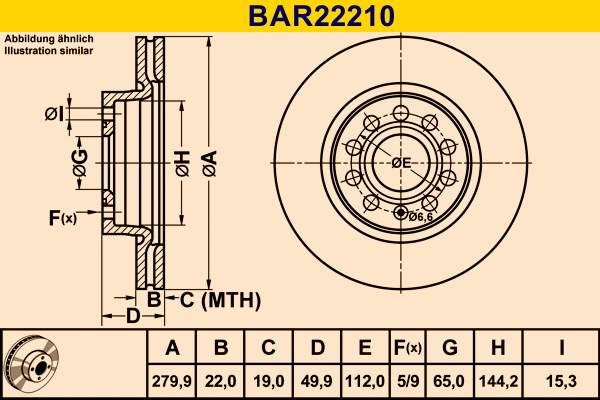 Brake Disc (BAR22210)