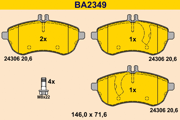 Brake Pad Set, disc brake (BA2349)