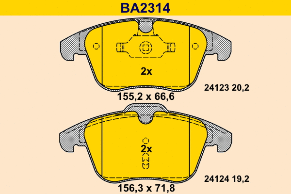 Brake Pad Set, disc brake (BA2314)