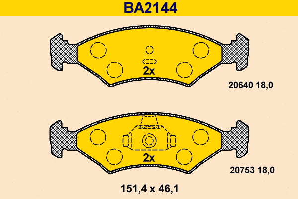 Brake Pad Set, disc brake (BA2144)