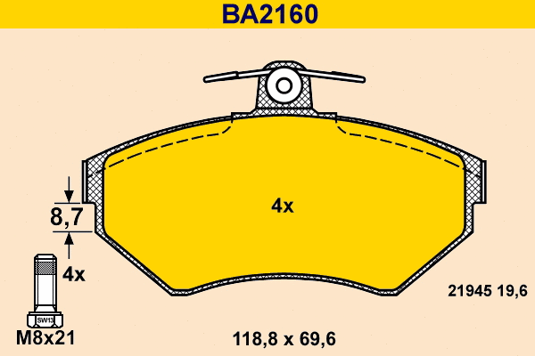 Brake Pad Set, disc brake (BA2160)