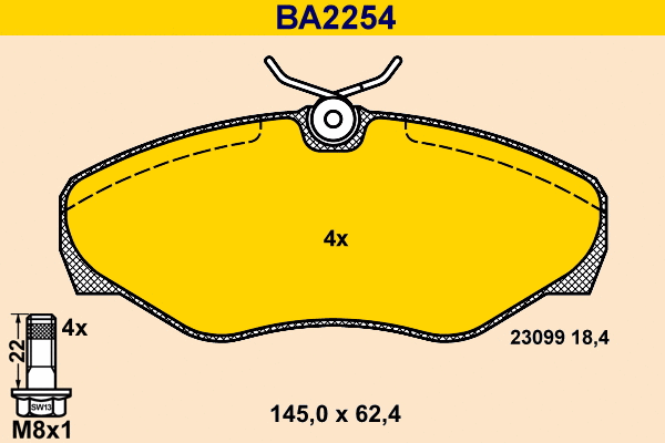 Brake Pad Set, disc brake (BA2254)