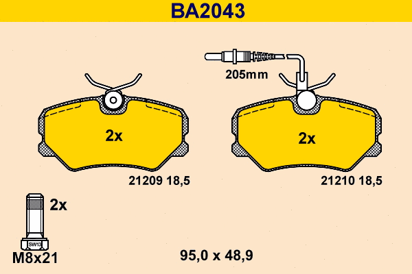 Brake Pad Set, disc brake (BA2043)