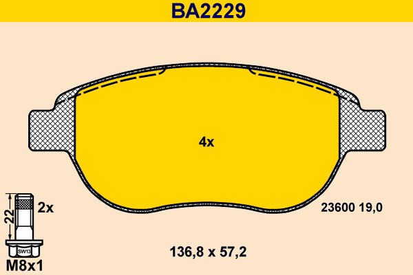 Brake Pad Set, disc brake (BA2229)