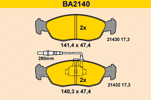 Brake Pad Set, disc brake (BA2140)