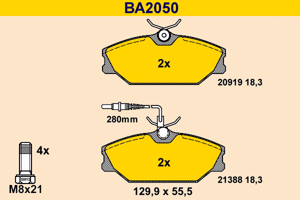Brake Pad Set, disc brake (BA2050)