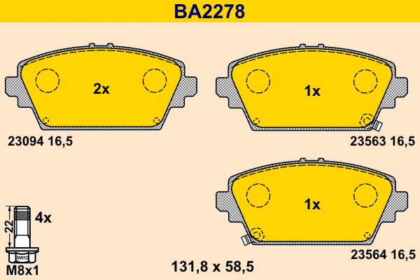 Brake Pad Set, disc brake (BA2278)