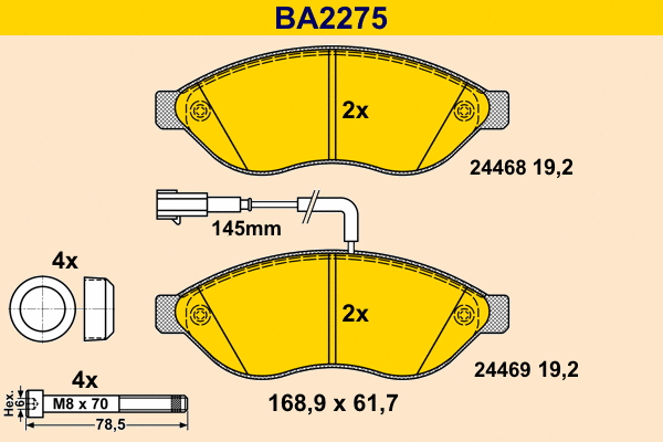Brake Pad Set, disc brake (BA2275)
