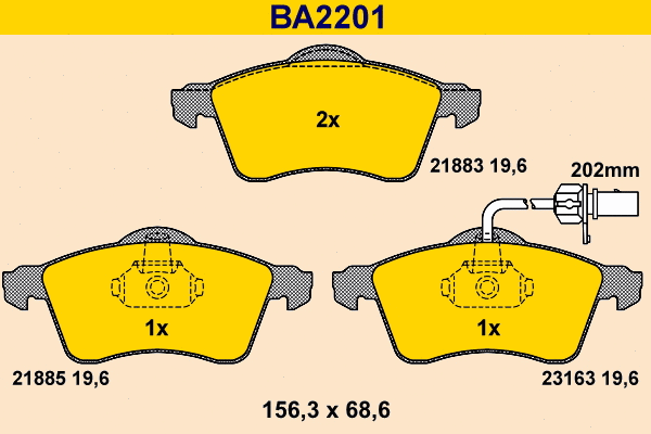 Brake Pad Set, disc brake (BA2201)
